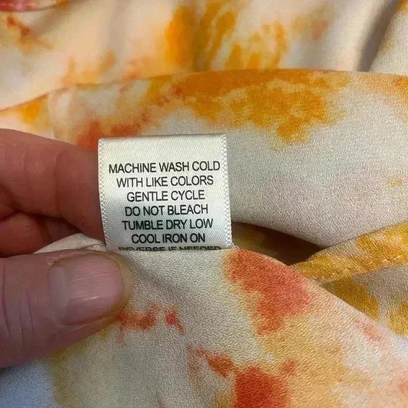 Women’s Cure Sleeveless top in orange pink & ivory Size medium Hi-Lo EUC - Picture 8 of 9